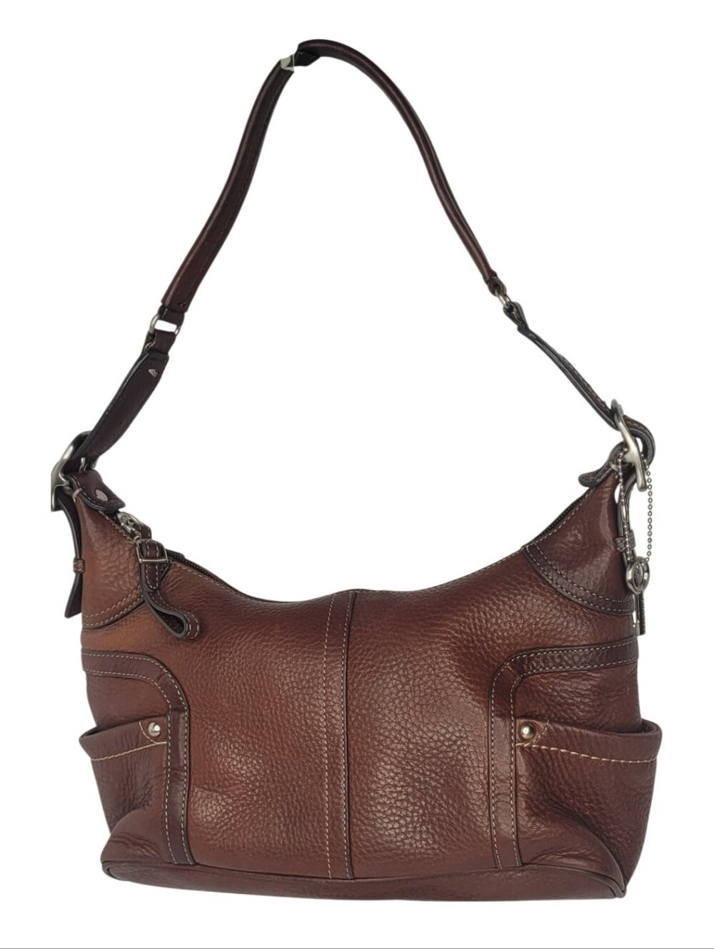 Fossil Brown Pebbled Leather Satchel